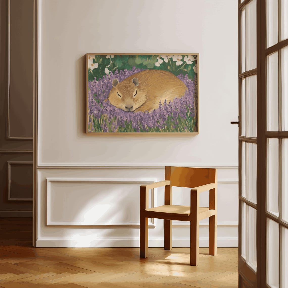 Sleeping Capybara Lavender Field Wildflower Farmhouse Poster - Image 3