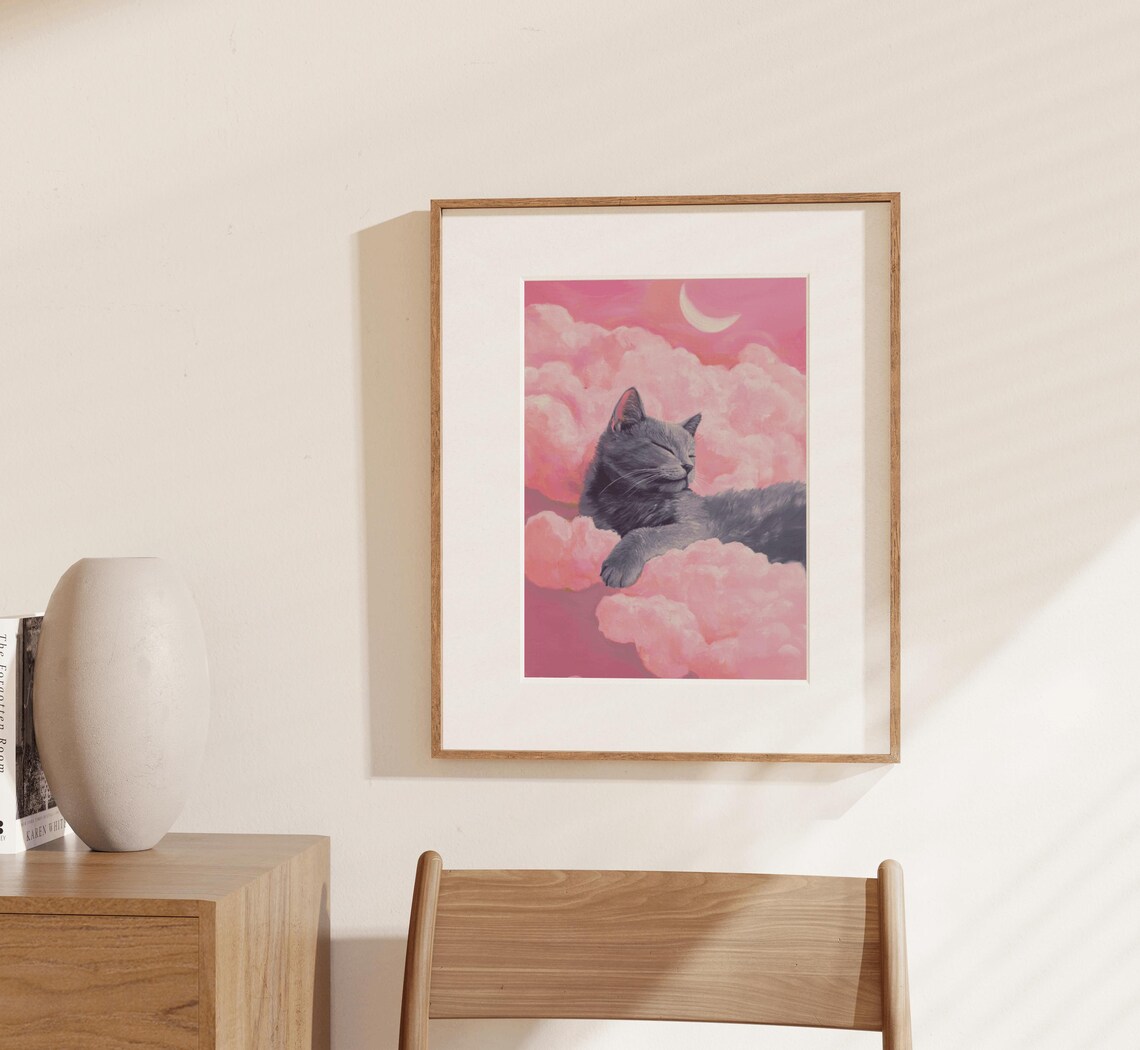 Russian Blue Grey Cat Memorial Art Print - Image 3