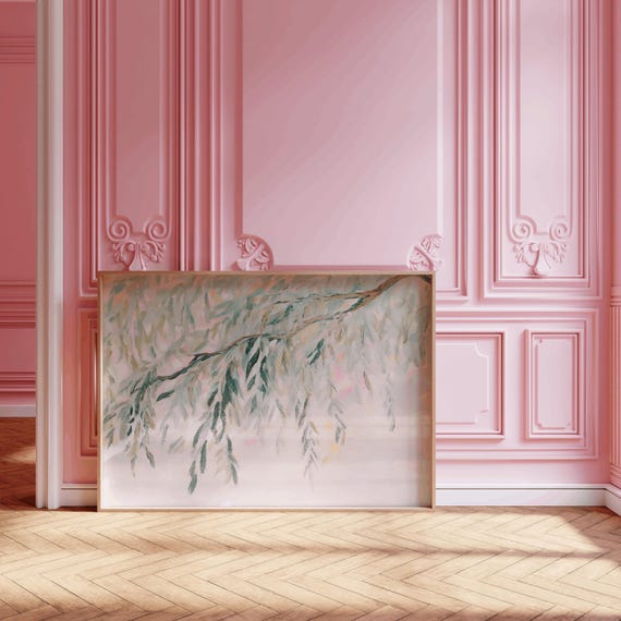 Willow Tree Branch Painting Decorative Willow Willow Decor Willow Art Willow Gift Willow Print Willow Tree Painting Cottagecore Art