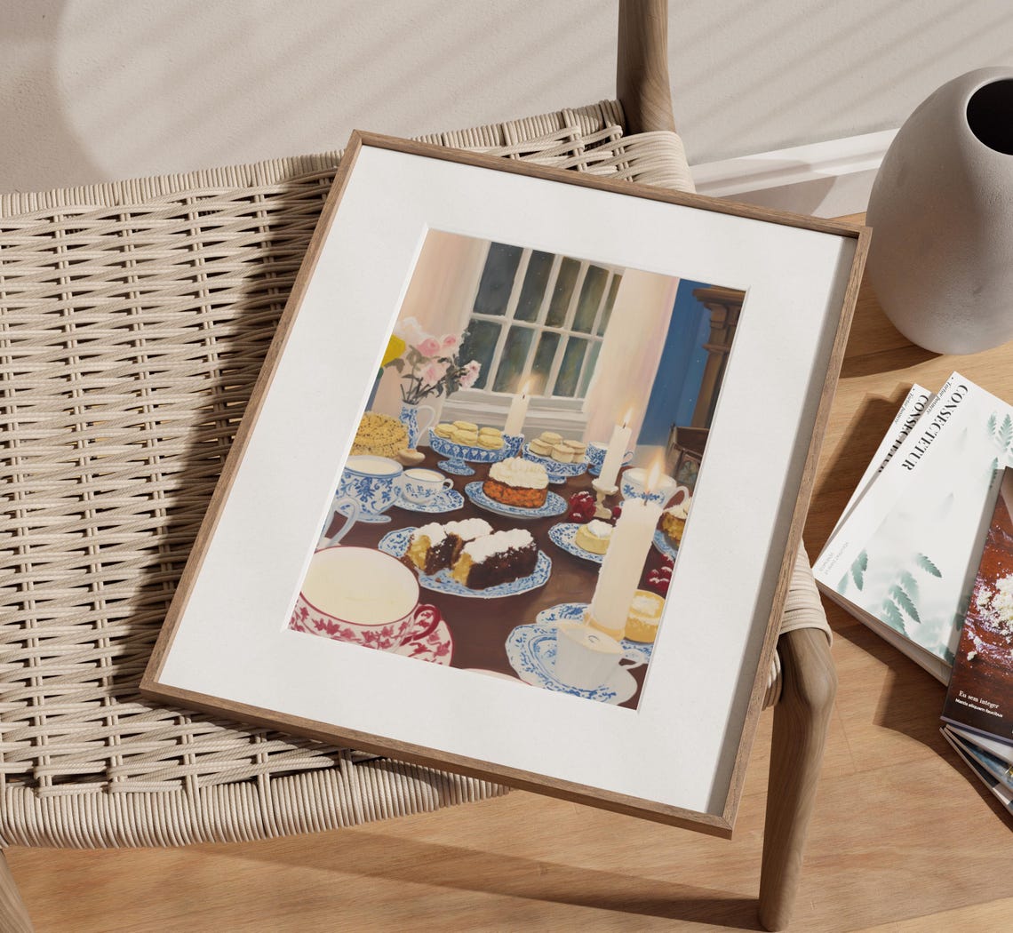 Chinoiserie Christmas Tea Table with Cakes and Candles Poster - Image 3