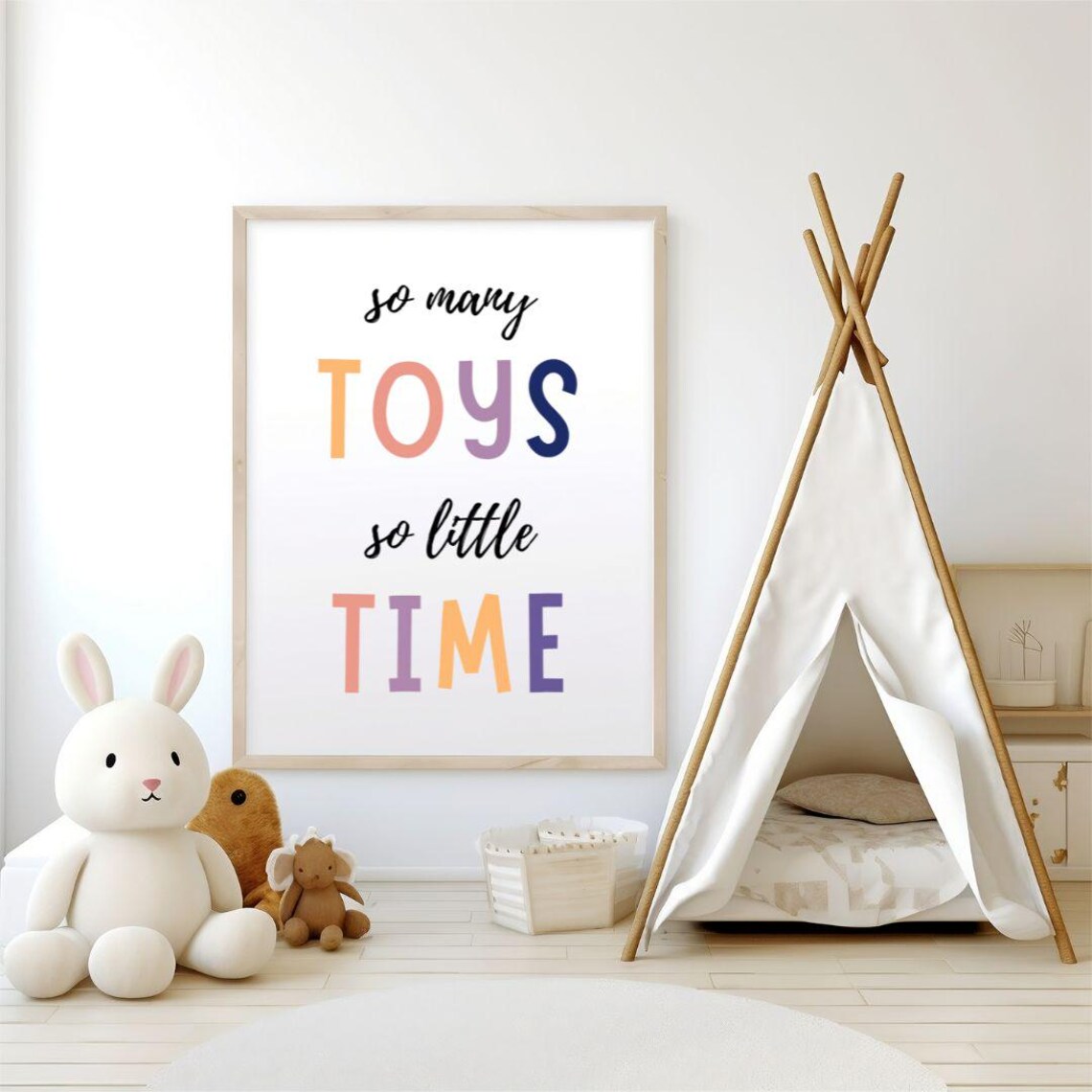 So Many Toys So Little Time Pastel Playroom Quote Typographic Poster - Image 3