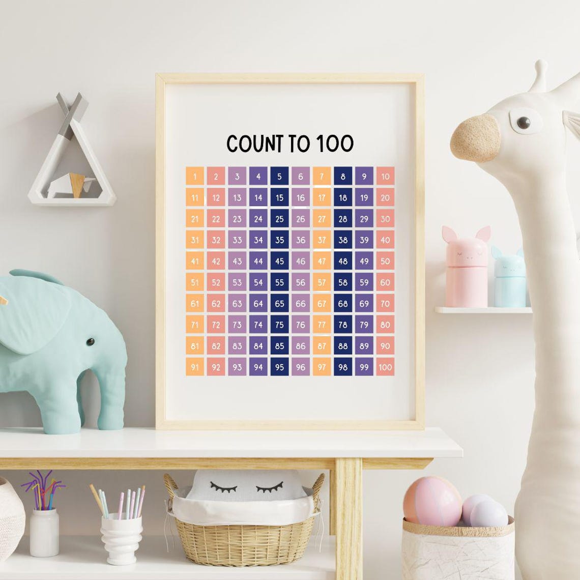 Count To 100 Hundreds Chart Pastel Numbers Grid Math Learning Poster - Image 2