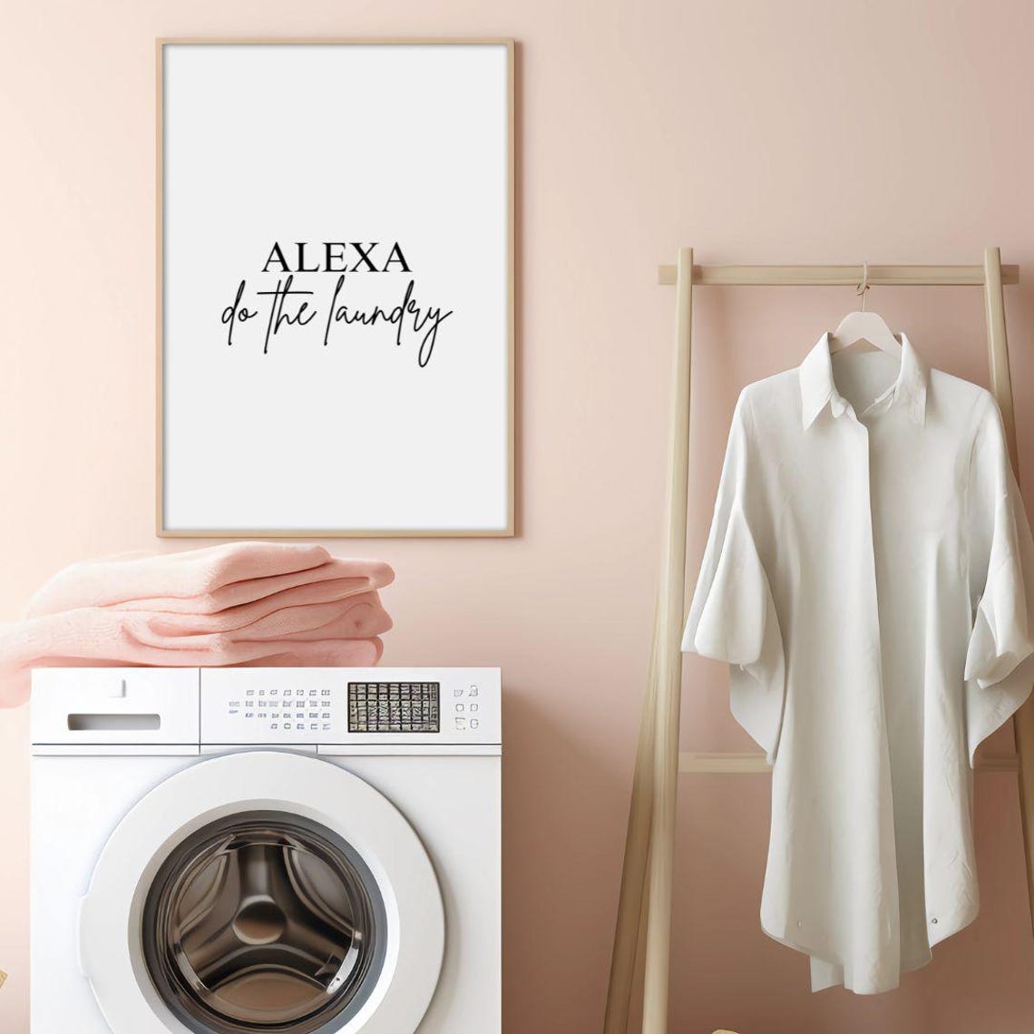Alexa Do The Laundry Funny Laundry Room Script Typographic Poster - Image 3