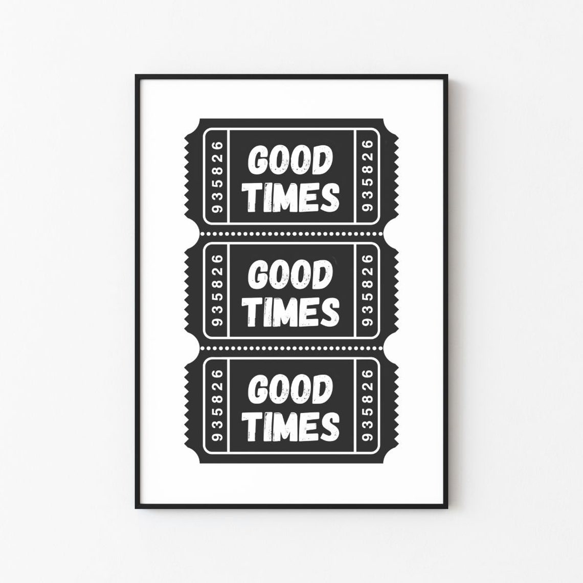 Good Times Admit One Black Retro Ticket Stubs Funny Quote Poster