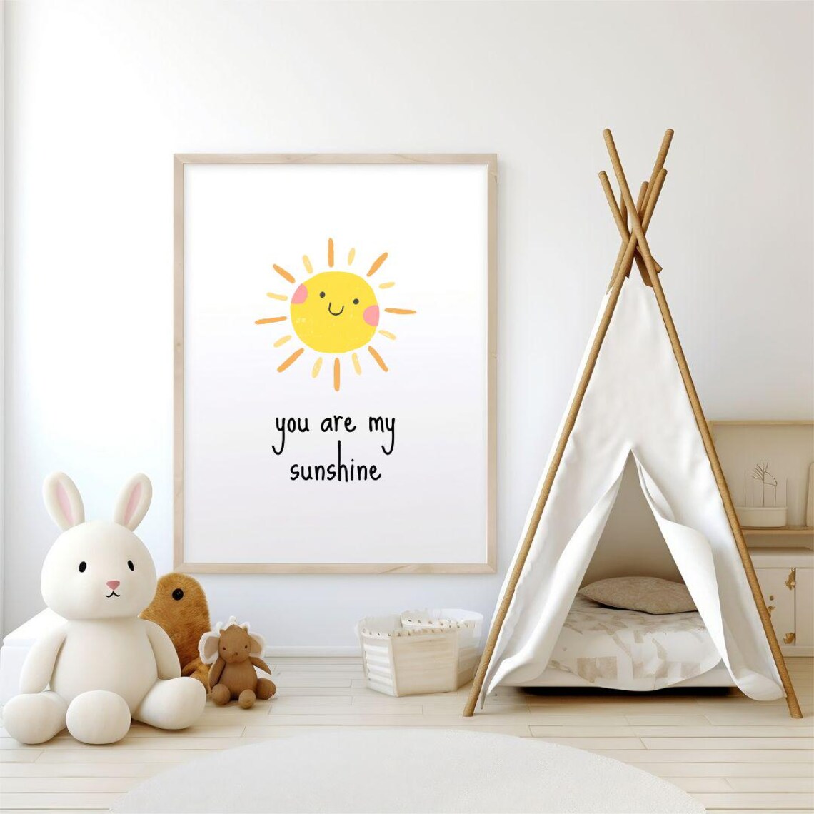 You Are My Sunshine Smiling Sun Nursery Kids Room Decor Poster - Image 3