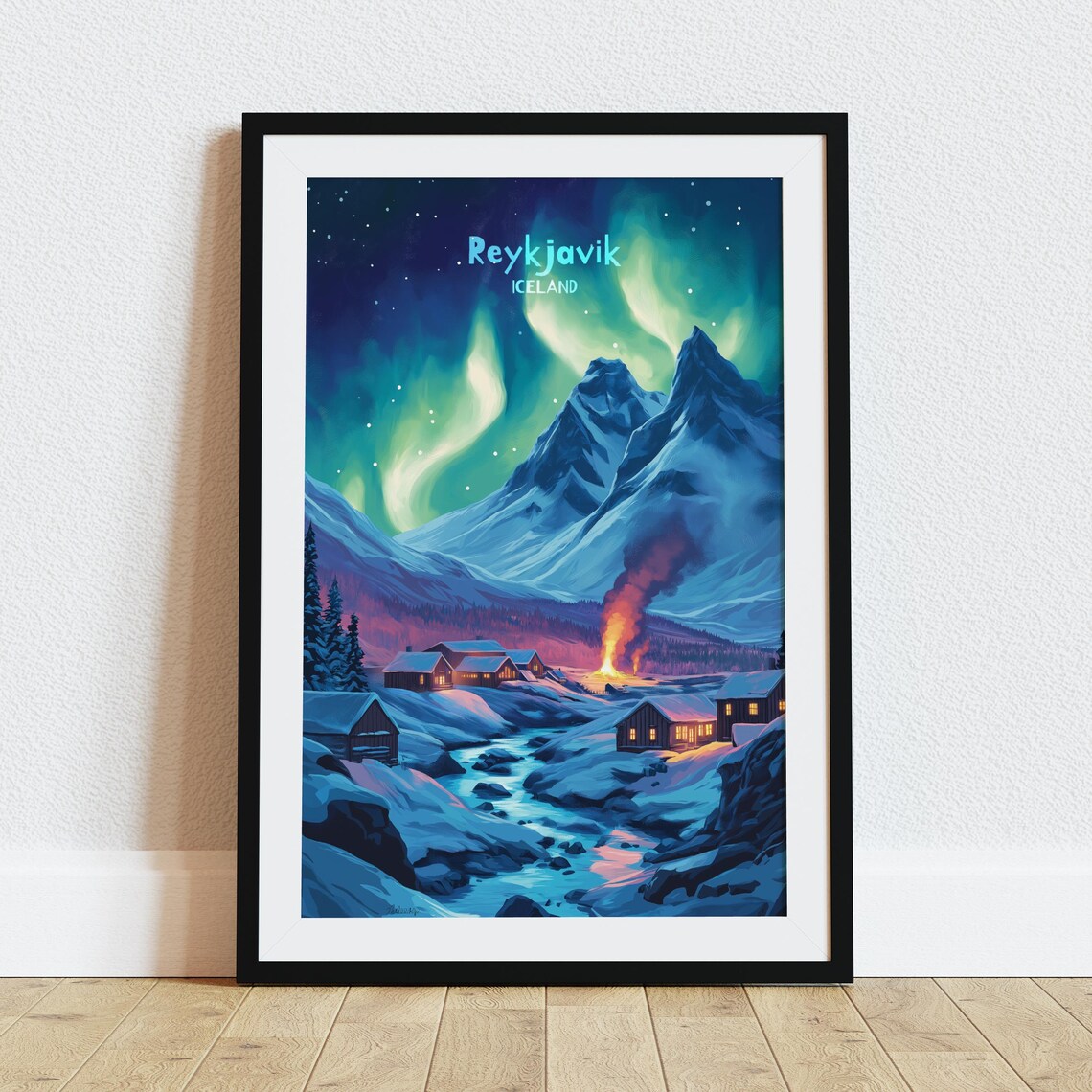 Reykjavk Travel Poster Iceland Wall Art Travel Print Iceland Travel Art Poster Reykjavk Iceland Wall Art Decor
