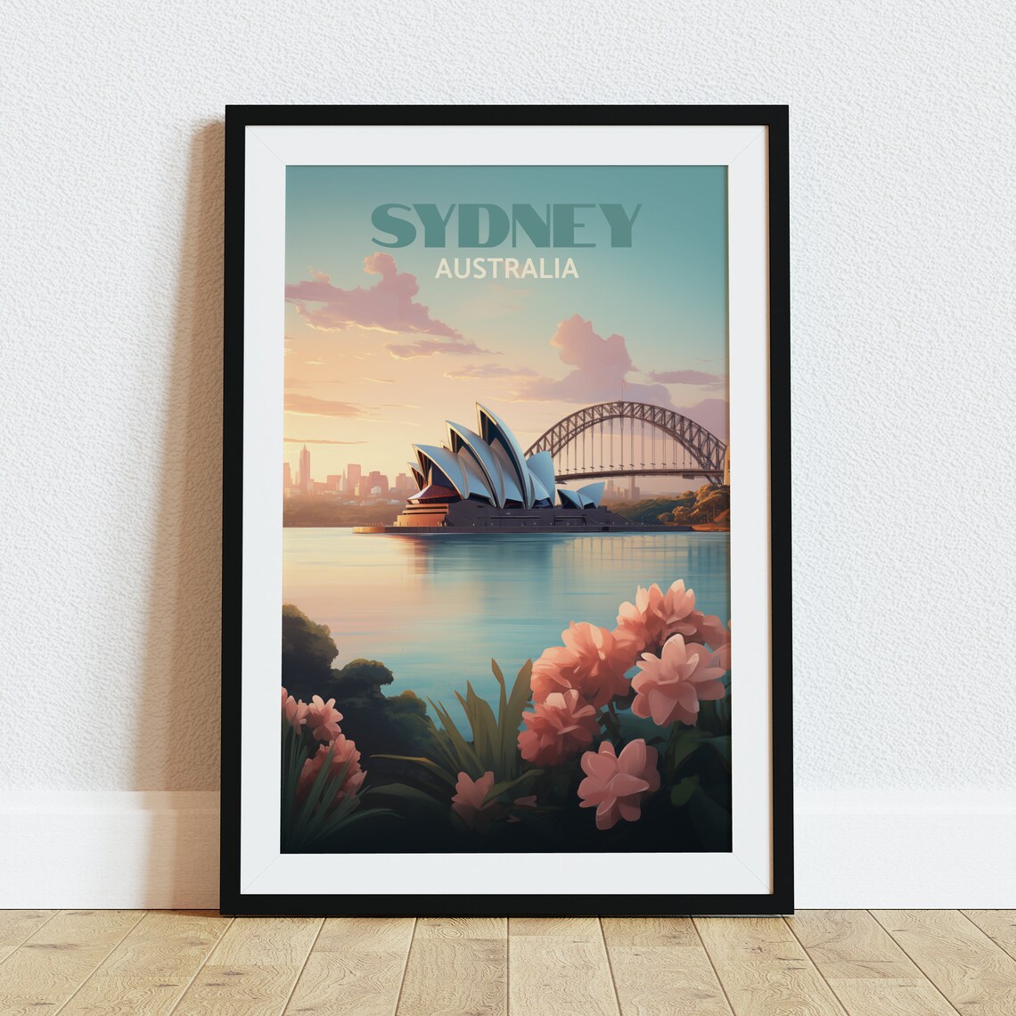 Sydney Australia Opera House Harbour Spring Flowers Travel Poster