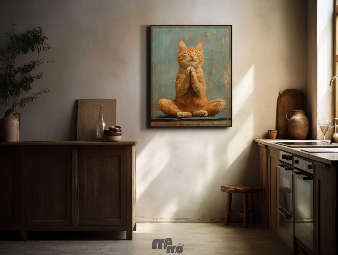 Orange Tabby Yoga Cat, Funny Pet Lover Art Print - Image 5