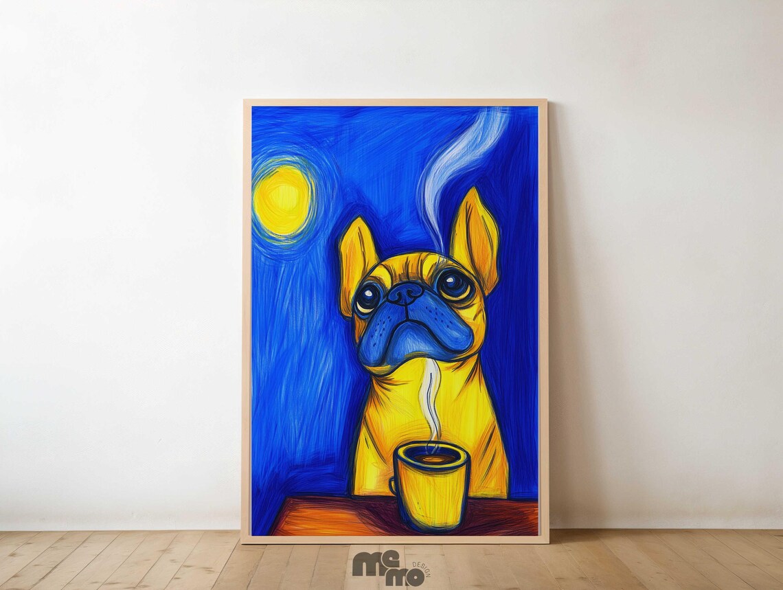 Bulldog Art Print, Whimsical Dog Illustration