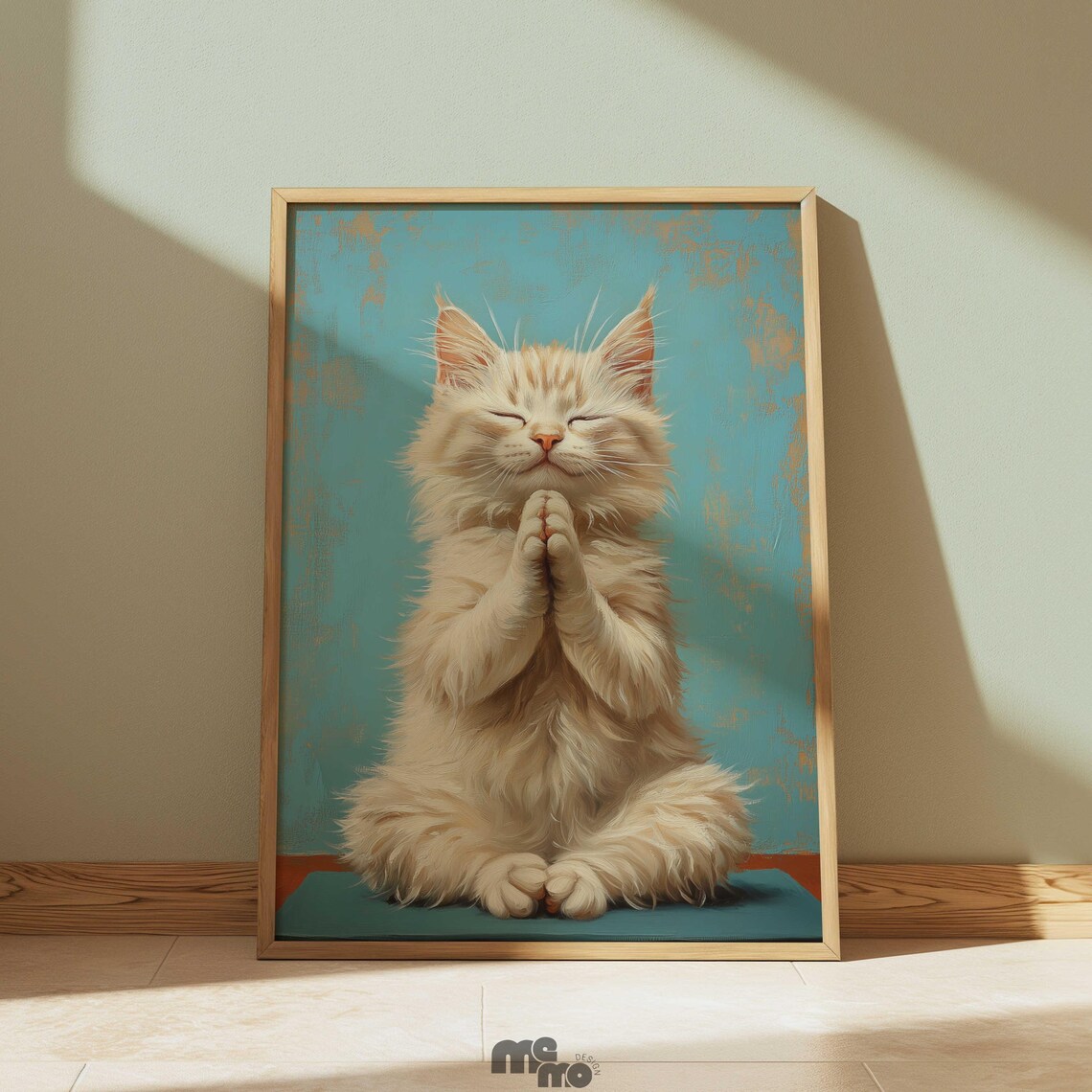 Fluffy Kitten Meditating in a Zen Yoga Pose Cute Funny Wall Art