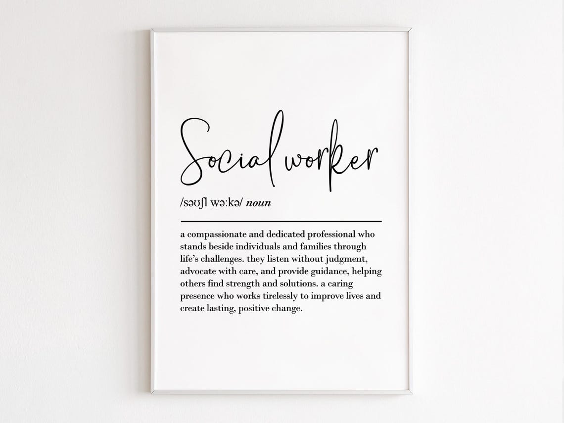 Social Worker Definition Typography Thank You Gift Office Poster