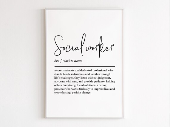 Social Worker Definition Typography Thank You Gift Office Poster