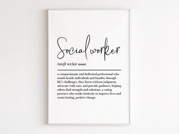 Social Worker Definition Wall Art Gifts Thank You Gift Birthday For Her Graduation