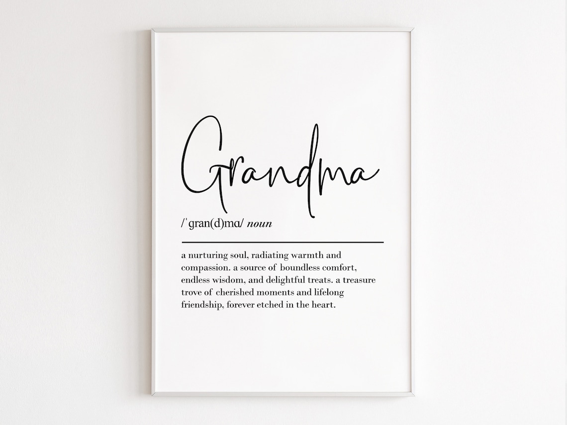 Grandma Definition Dictionary Style Typography Gift Family Keepsake Poster