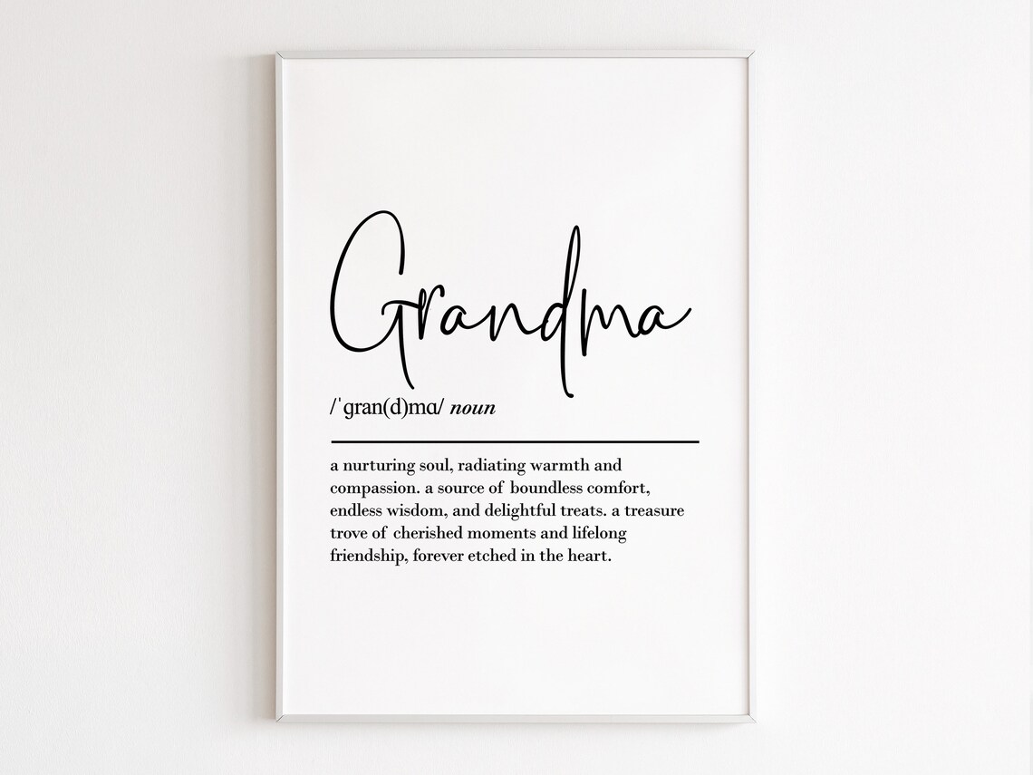 Grandma Definition Wall Art Grandma Presents Nanny Print Gifts From Grandkids Grandma Gift Nan Gifts