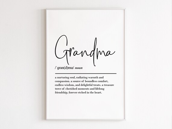 Grandma Definition Dictionary Style Typography Gift Family Keepsake Poster