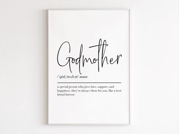 Godmother Definition Art Print, Gift From Goddaughter