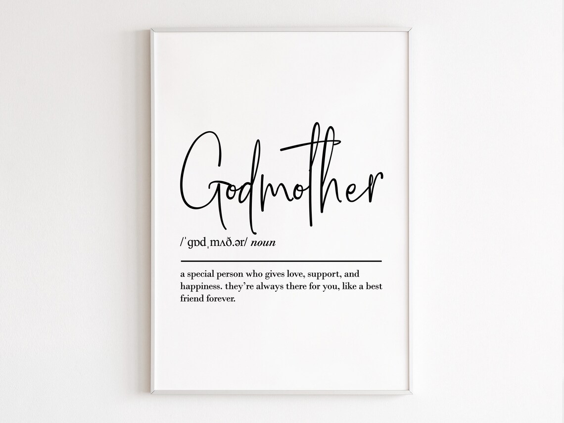Godmother Definition Art Print, Gift From Goddaughter