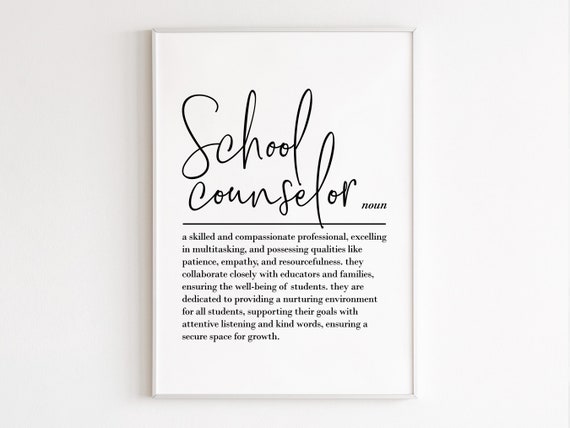 School Counselor Definition Wall Art School Counselor Gift Thank You Gift School Staff Gift Gift For Her
