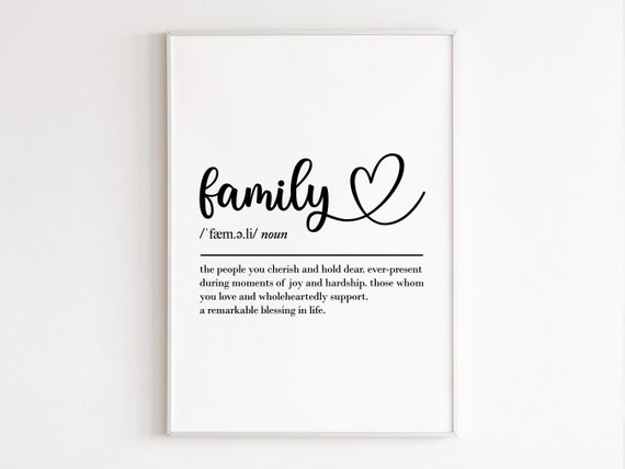 Family Definition Wall Art, Gift For Her Mum Dad