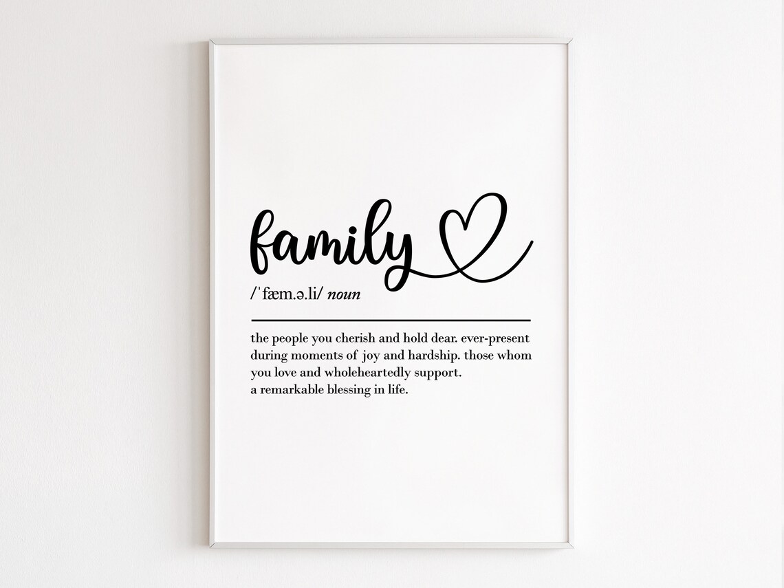 Family Definition Wall Art, Gift For Her Mum Dad