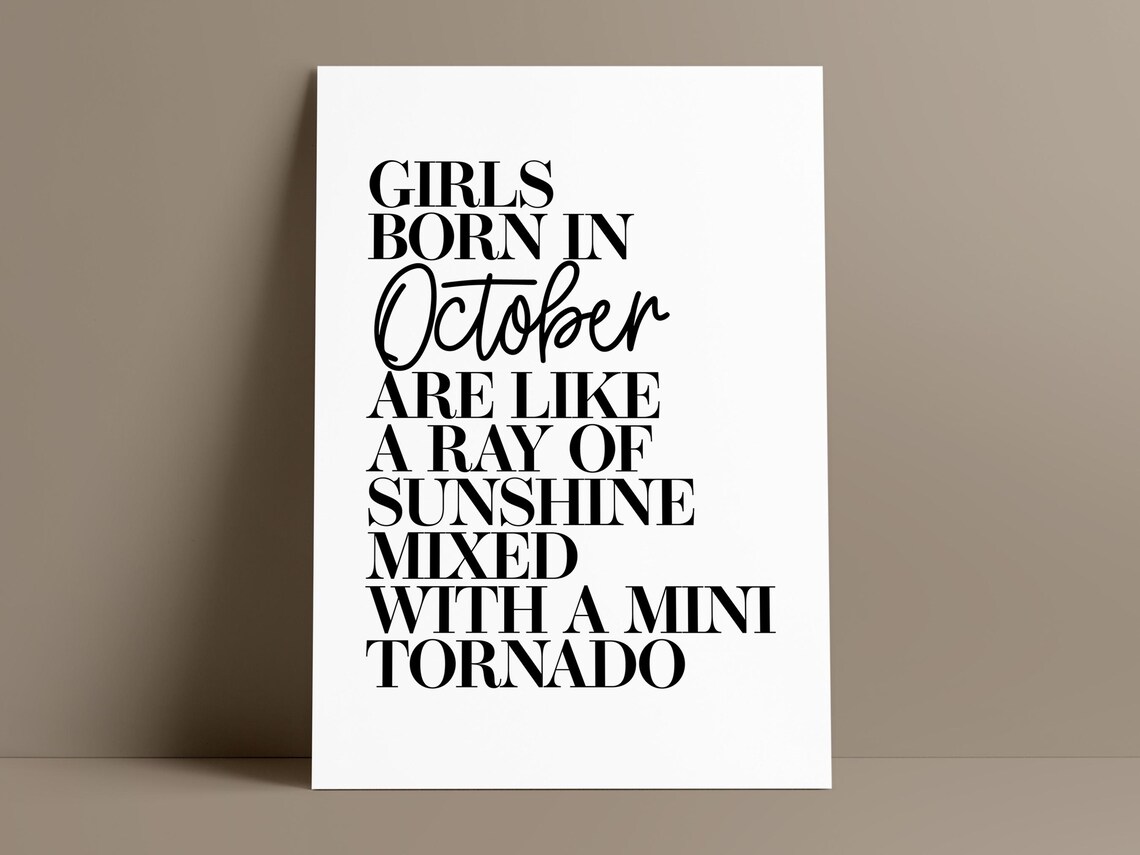 Girls Born In October Ray Of Sunshine Mini Tornado Birthday Poster - Image 2