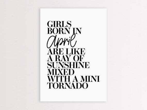 Girls Born In April Birthday Wall Art Print