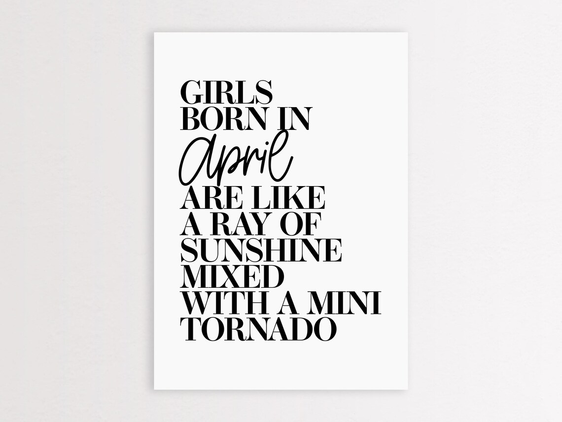 Girls Born In April Birthday Wall Art Print