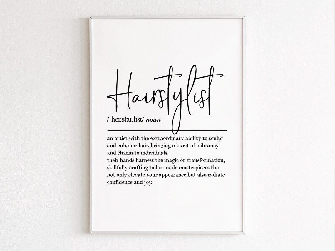 Hairstylist Definition Wall Art, Gift for Her