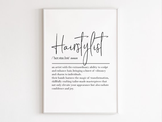 Hairstylist Definition Wall Art, Gift for Her