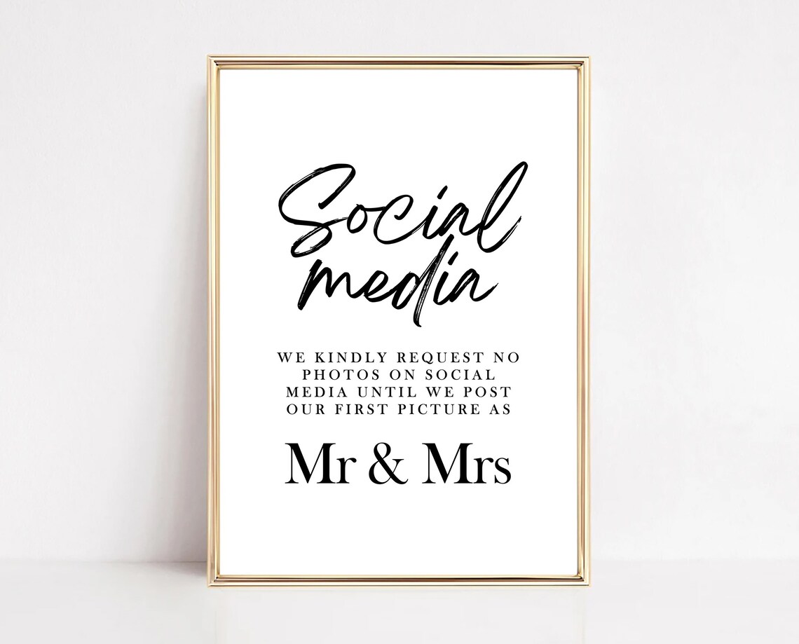 Social Media Wedding Sign Art Print, Polite Notice
