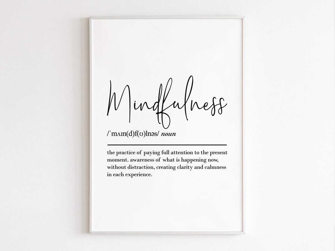 Mindfulness Dictionary Definition Typography Minimalist Word Art Poster