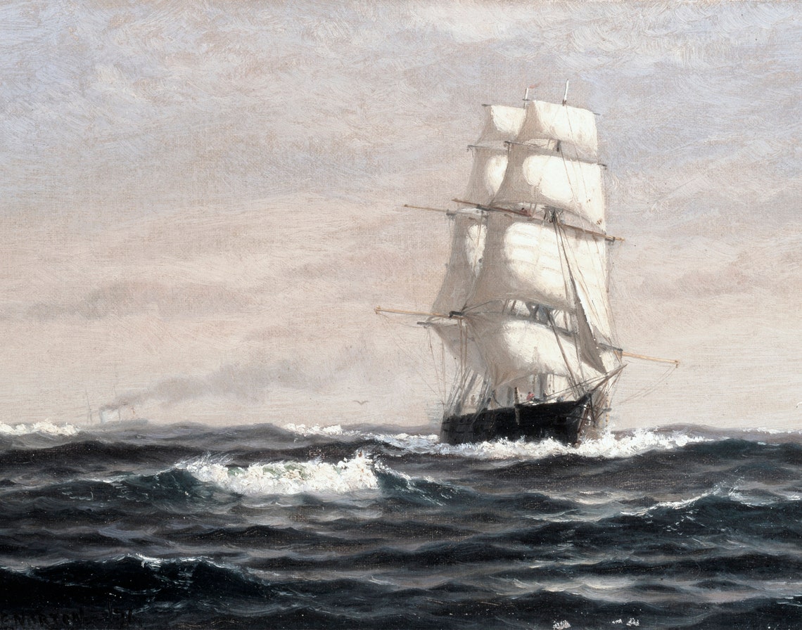 Vintage Ship Maritime Ocean Landscape Art Print - Image 2
