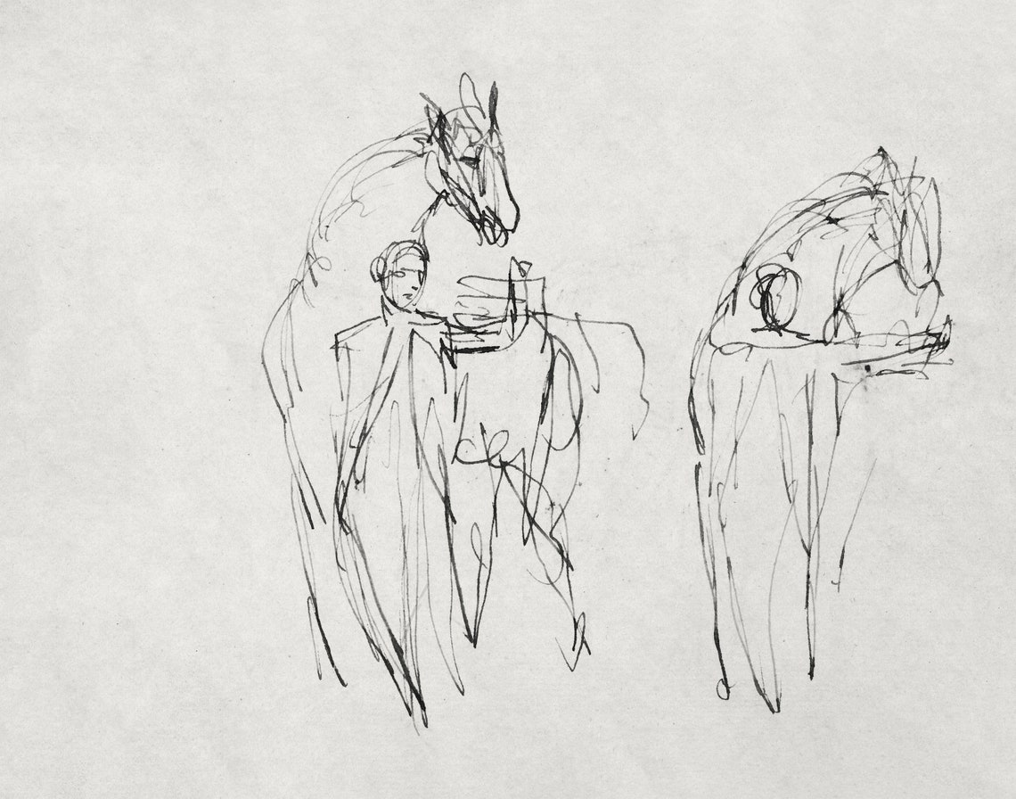 Abstract Horse Line Art, Vintage Minimalist Print - Image 3