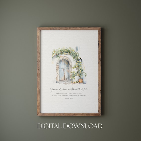 Psalm 16:11 Path of Life Lemon Tree Mediterranean Arch Doorway Poster