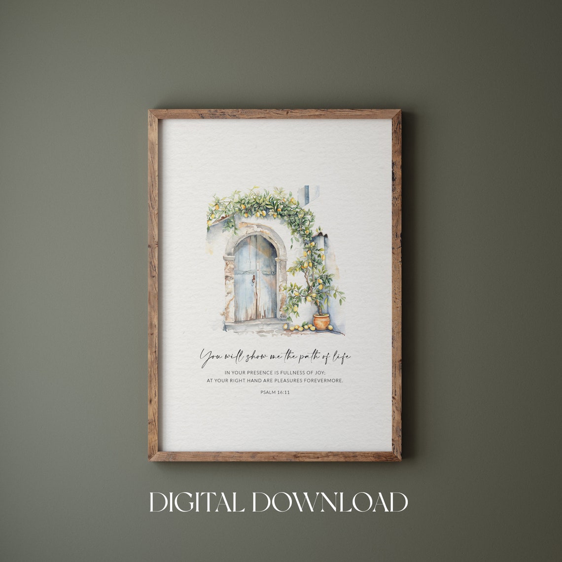Psalm 16:11 Path of Life Lemon Tree Mediterranean Arch Doorway Poster