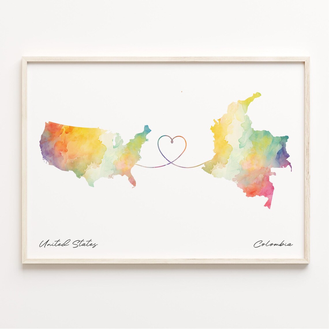 Colombia Watercolor Map Art Print, Travel Poster