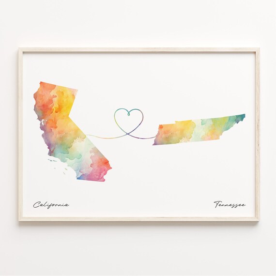 To Tennessee Watercolor Map Poster, Travel Wall Art