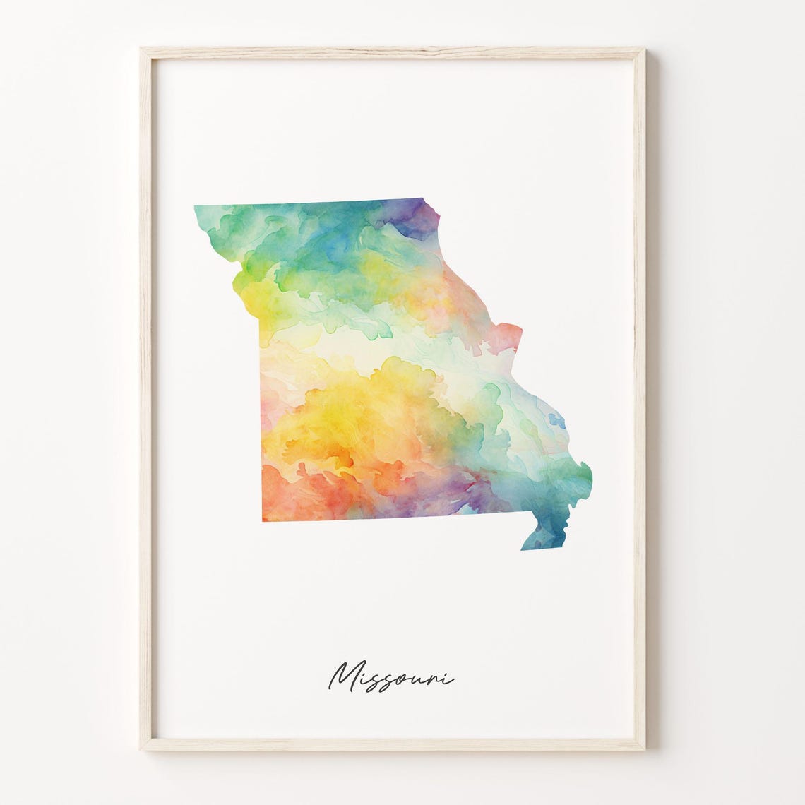 Stunning Missouri USA Watercolor State Map Pastel Artistic Poster