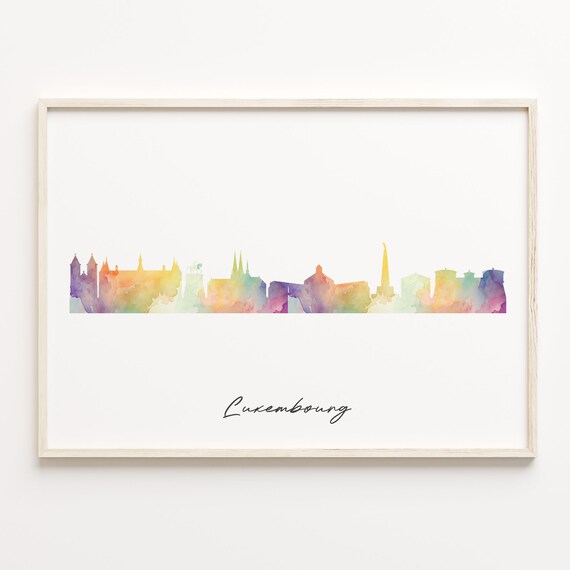 Luxembourg Watercolor Skyline Cityscape Colorful Europe Art Poster