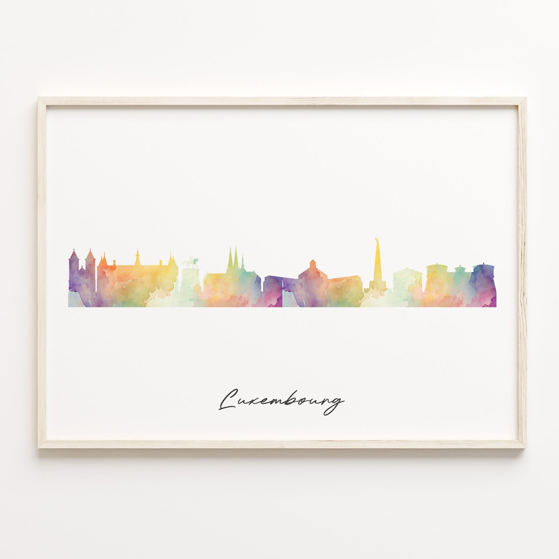 Luxembourg Watercolor Skyline Cityscape Colorful Europe Art Poster