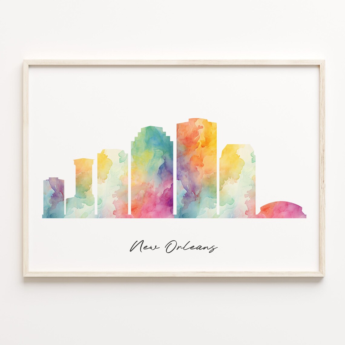 New Orleans Skyline Watercolor Cityscape Art Print