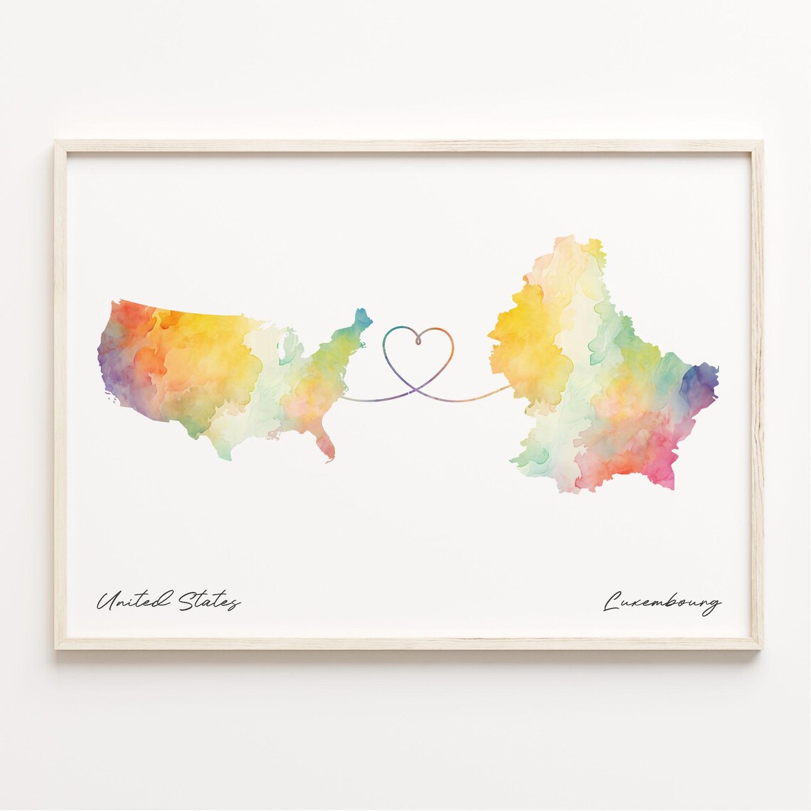 Luxembourg Watercolor Map Art Print, Travel Poster