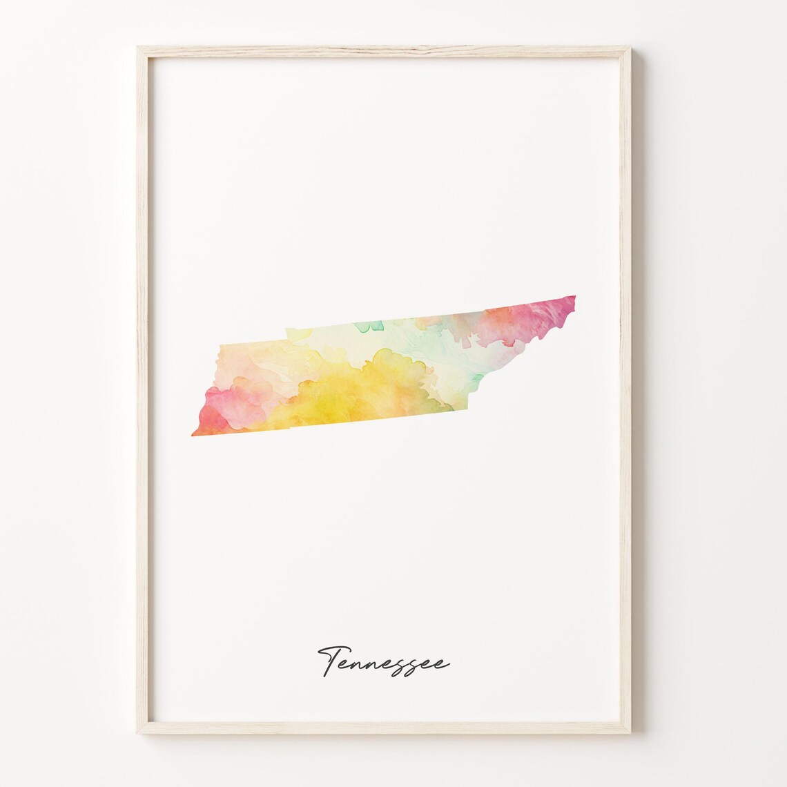 Tennessee Watercolor Map Print, Colorful Travel Poster