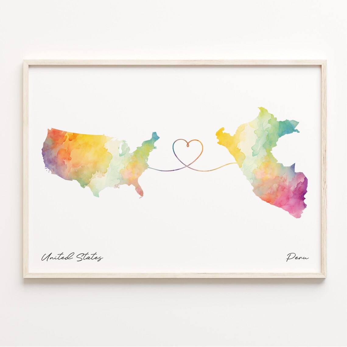 Watercolor Peru Map Art Print, Travel Poster