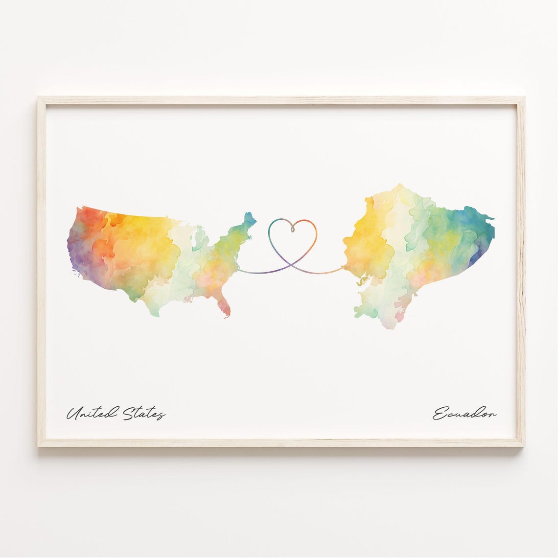 Us To Ecuador Watercolor Map Art Print
