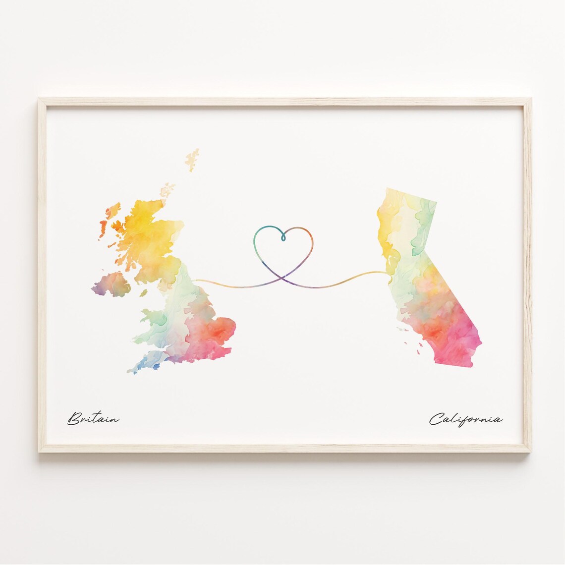 Britain Watercolor Map Poster, Travel Wall Art