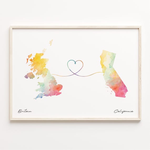 Britain Watercolor Map Poster, Travel Wall Art