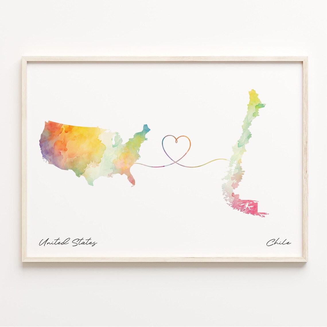 Chile Watercolor Map Art Print, Travel Poster