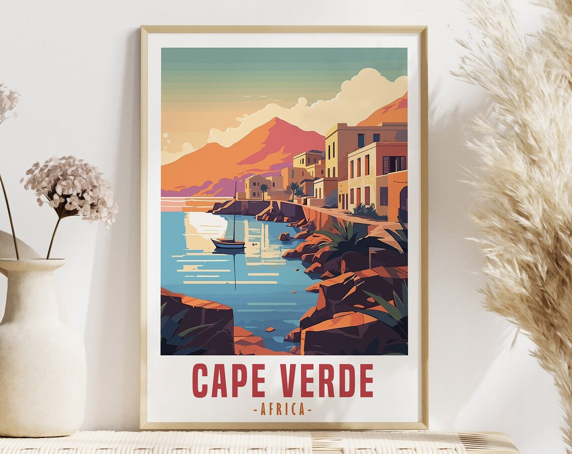 Cape Verde Poster, Retro Style Travel Art Print